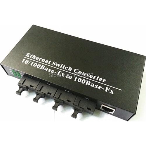 1 piece convergent 100m 4F1E single fiber single mode 20km 4 fiber ports 1 ethernet ports fiber media converter ethernet switch