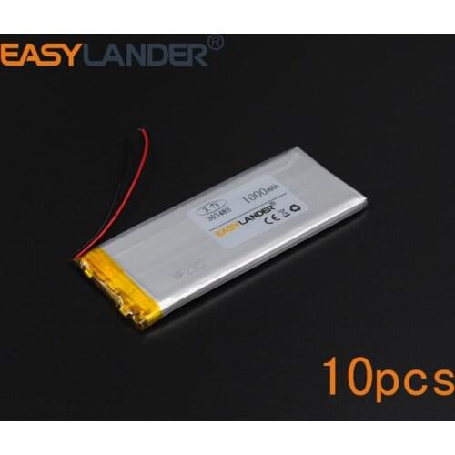 10pcs 3.7V 1000mAh Polymer Li-ion Battery For GPS DVD Bracelet recorder speaker RC toys headephone Remote controller 363183
