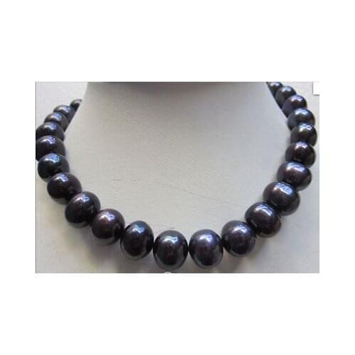 18 INCH HUGE REAL 10-11MM SOUTH SEA BLACK PEARL NECKLACE 14K GOLD CLASP