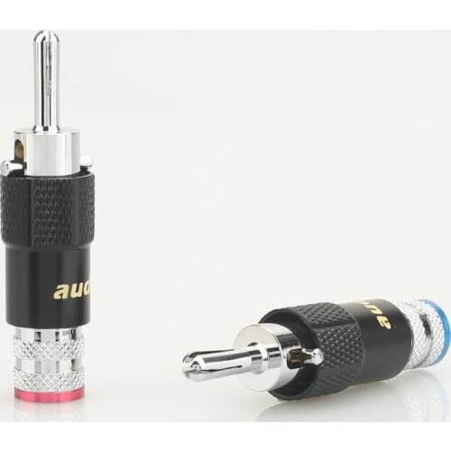 4 pcs Hifi Rhodium Plated Audio Banana Speaker Plug Screw Locking Cable Wire Connector Speaker Cable Plug HIFI Diy