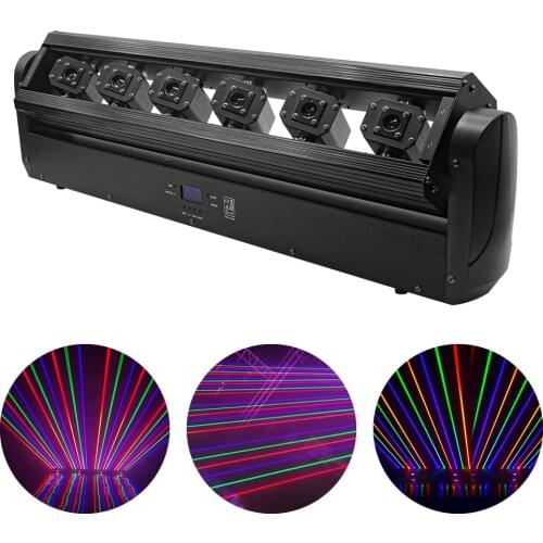 6 Eyes Beam Moving Head Laser Light 638nm RGB 3IN1 Stage Scanner Laser Beam Light DMX512 Dj Equipment Disco Party Show Lighting