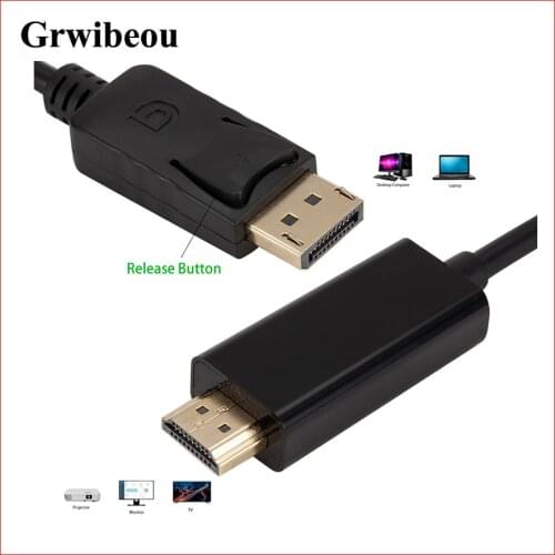 GRWIBEOU Displayport DP To HDMI Adapter Converter Cable 1.8M 6FT DisplayPort to HDMI for Laptop Projector TV DP to HDMI Adapter