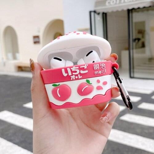 D Strawberry Peach Ice Cream Wireless Earphone case for Airpods 1 2 3 Pro box Bluetooth headset silicone luxury Earbuds cover