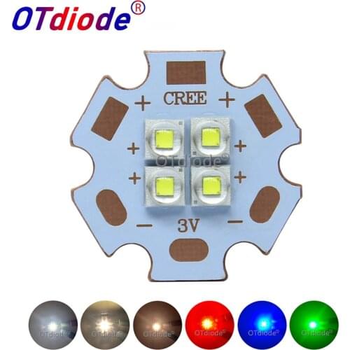 Cree XPE2 XP-E2 4Chips 4LED 3V6V12V 10W12W Cool Neutral Warm White Red Blue Green HighPower LED Emitter Diode on 20mm Copper PCB