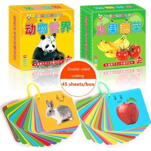 Childrens Double-sided Puzzle Literacy Card Enlightenment Early Education Card Color Map Cognitive Card Early Education Book