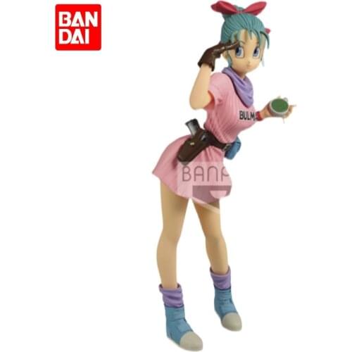 Bandai DRAGON BALL Flash&Glamour Figure Toy Assembly Model BulmaI Pink Moving Doll Decorations Childrens Gifts
