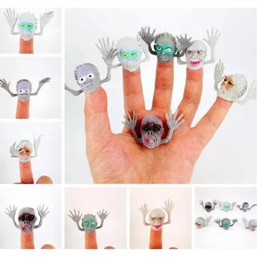 Little Monster Finger Toy 6PCS Mini Ghost Head Zombie Telling Story Puppets Hand PVC Toys Party Halloween Gifts For Kid