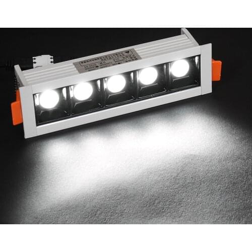 Exquisite LED line Downlight Recessed Rectangle Grille Ceiling Lamp 10W 20W 30W AC85~265V LED Spot Light For Home Shop Decor