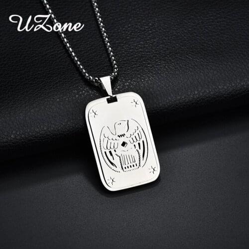 UZone Shield Pendant&Necklace Eagle Engraved Box Chain Necklace Marvel Movie Jewelry For Women Men