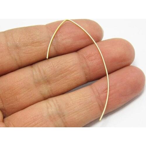 100pcs Brass ear wire 50mm Raw brass earring hook findings R214