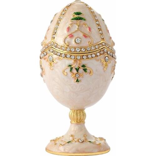 FLETCHER brand metal material White purity enamel faberge egg craft and souvenir for home decor