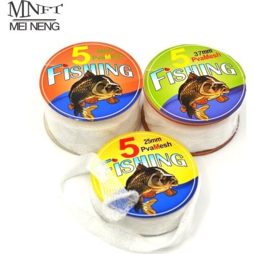 MNFT 6 Pcs 5M 25/37/44mm PVA Mesh Refill Roll For Lake Carp Fishing Bait Casting Bag wholesale Bait Cast Mesh for Hair Rig