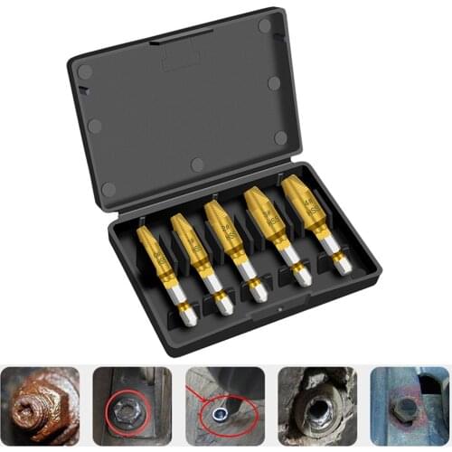 5pcs Screw Extractor Drill Bits Extractor Drill Set Broken Speed Out Bolt Extractor roken Damaged Bolt Stud Remover Tool