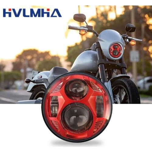 5.75 inch LED Headlight red Light Kit for Night Rod Softail Custom Iron 883 headlamp India Scout Triump