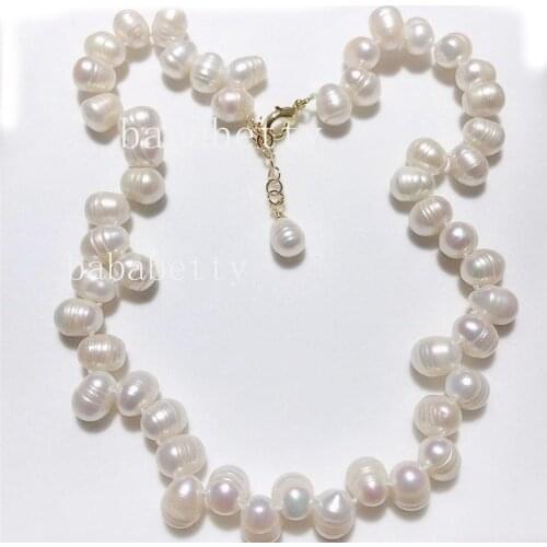New Natural Freshwater Pearl 10-11MM Irregular Baroque Pearl Necklace