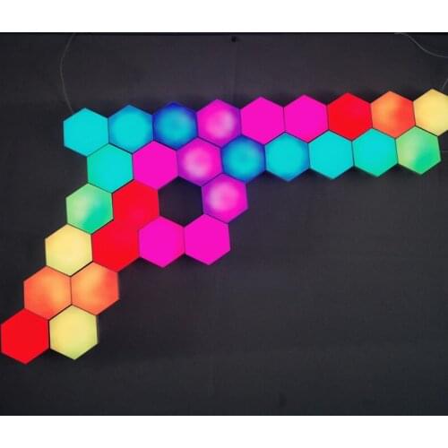 Remote Control Honeycomb Modular Assembly Helios Wall Lamp RGB Voice Controlled Music Quantum lamp LED Wall Light Bedroom Lamp
