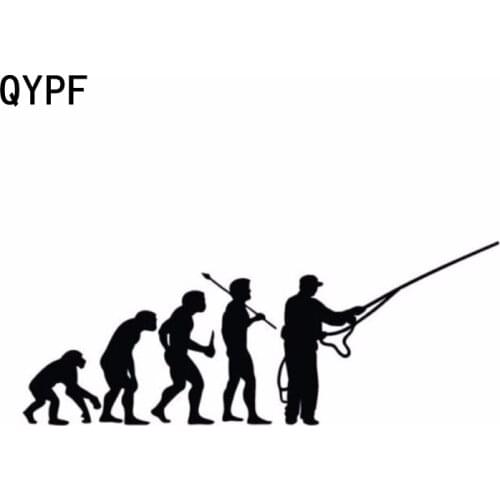 QYPF 15.2CM*6.1CM Personalized Fashion Fishing Evolution Funny Vinyl Car Stickers S2-0002
