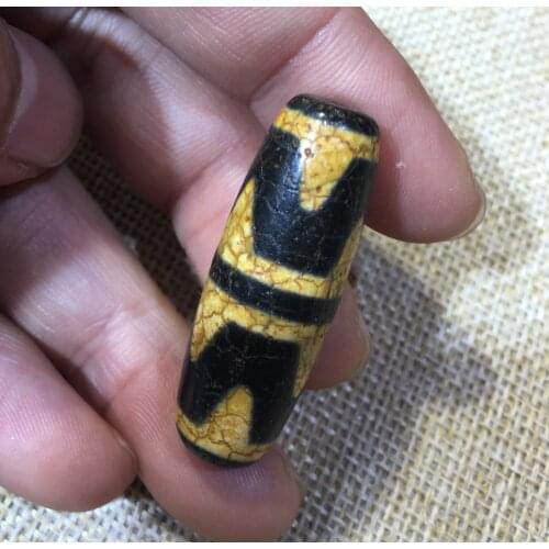 Rare Magic Tibetan Old Agate DRAGON VEIN tiger-tooth Totem dZi Bead