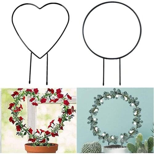 Garden Trellis Heart Round Iron Plant Trellis Patio Metal Wire Lattices Grid Panels Small and Medium-Sized Potted Plants