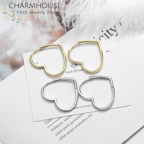 Silver/Gold Color Hoop Earrings For Women Smooth Lover Heart Ear Cuff Earring Brincos Femme 2020 New Fashion Jewelry Accesories