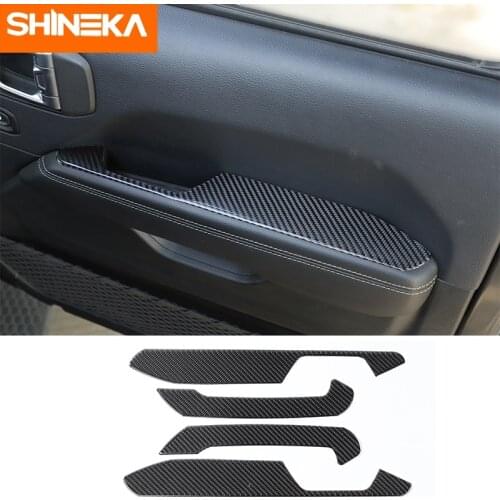 SHINEKA Real Carbon Fiber Car Interior Door Handle Decoration Cover Sticker for Jeep Gladiator JT for Jeep Wrangler JL 2018-2021