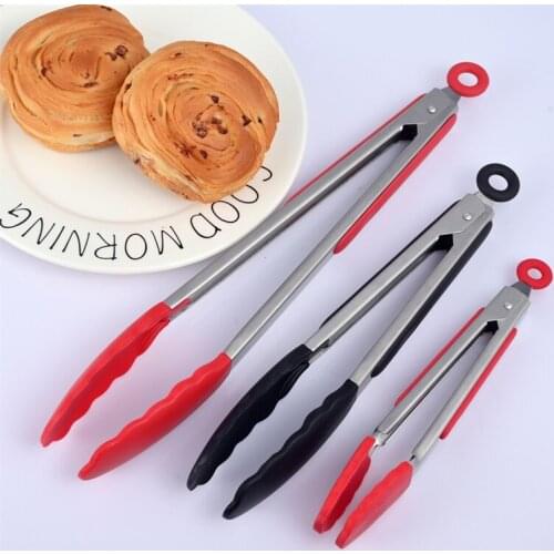Silicone Barbecue Grill Tongs Bread Salad Serving Food Tongs Kitchen Cooking Tools