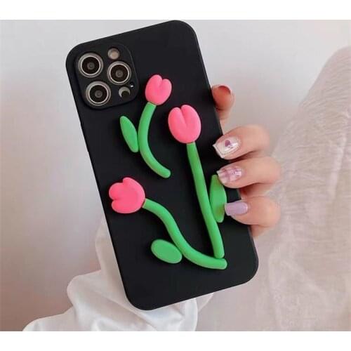 3D Flower Silicon Phone Case For iPhone X XR XS MAX 7 8 Plus 11 12 Pro Max Mini Soft Back Cover