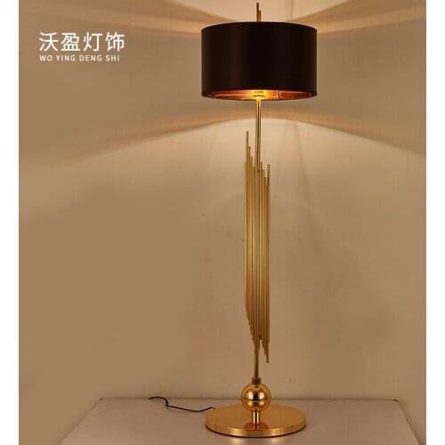 Nordic post-modern golden floor lamp designer cloth cover living room creative floor lamp room study decorative lamps
