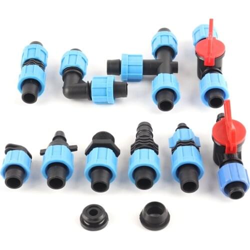 2pcs 16mm Drip Irrigaton Hose Connectors Drip Hose Fittings Lock Nut Pipe Joints Micro Irrigation System Garden Water Connector
