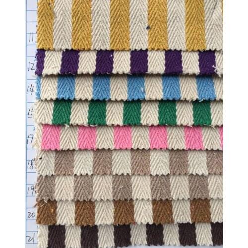 Yarn dyed Cotton and linen blend Herringbone stripe canvas material fabric