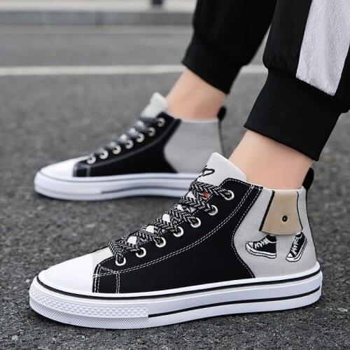 All-match casual high-top spring tide shoes mens shoes sports 2020 new canvas shoes Korean trend mens cloth shoes B832
