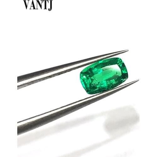 VANTJ Hydrothermal Created Emerald Lab Grown Loose Gemstone Cushion Cut Diy for Silver Gold Women Jewelry Random Delivery