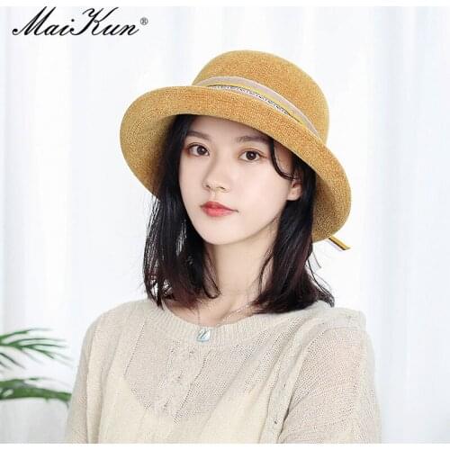 Maikun Spring And Autumn New Chenille Small Basin Hat Ladies All-Match Knitted Hat Color Matching Ribbon Dome Cap