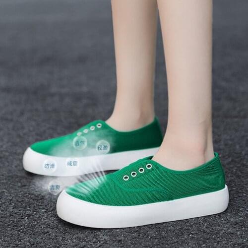 Tenis Feminino 2021 Women Tennis Shoes Green Sports Shoes Canvas Slip on Female Footwear Outdoor Thick Bottom Sneakers Woman