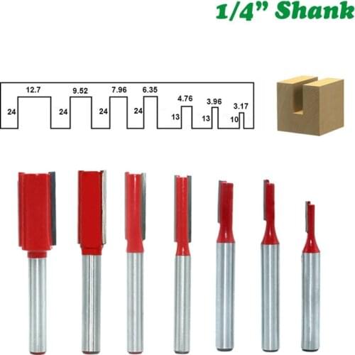 1PCS 1/4 Inch 6.35mm Shank Single Double Blade Straight Bit Router Bit Milling Cutting for Wood Tool Trimming