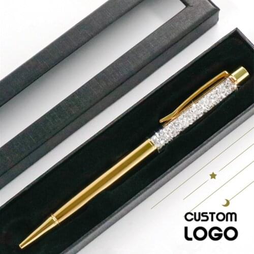 1pc New Metal Stationery Crystal Gel Pens Rhinestone Ballpoint Pen Daily Writing Custom LOGO Laser Lettering Commemorative Gifts