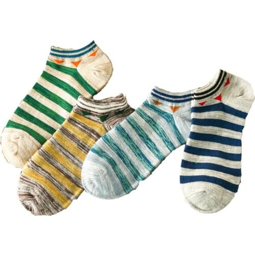 10 pieces = 5 pairs new arrived 2017 summer Korea style stripe cotton men ankle socks Personality tide socks,nice men socks