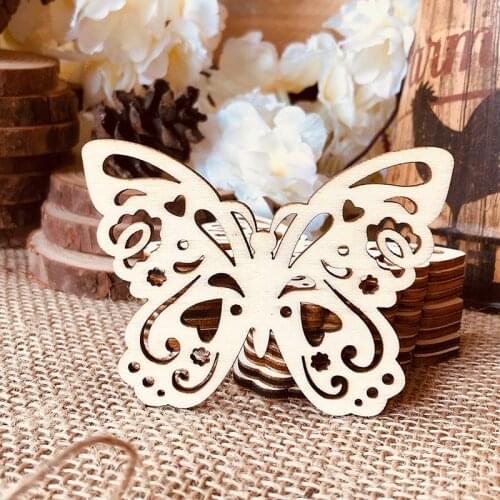 10pcs Laser Cut Wood Butterfly Embellishment Wooden Shape Craft Party Wedding Decoration Hollow Wooden Butterflies Ornament