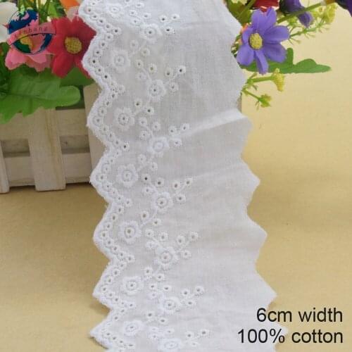 10yard 6cm 100% Cotton embroid lace sewing ribbon guipure lace african lace fabric trim warp knitting DIY Accessories #3753