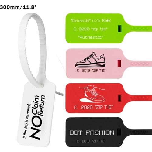 200Pcs Custom Sneaker Tag Zip Ties Off Labels White Runing Shoe Decoration Garment Clothes Brand Hang Tags 300mm/11.8"