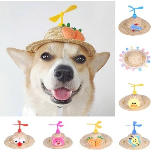 2020 New Pet Straw Hat Large Size Straw Dog Caps Headgear Puppy Cat Sombrero Adjustable Pets Supplies Decoration Accessories