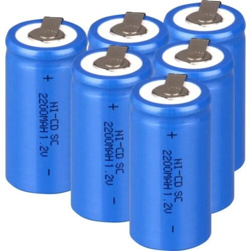 New 4pcs SC Battery Screwdriver Electric Drill NI-CD SC Batteries 1.2V 2200mah Sub C Ni-Cd Rechargeable Battery with Welding Tab