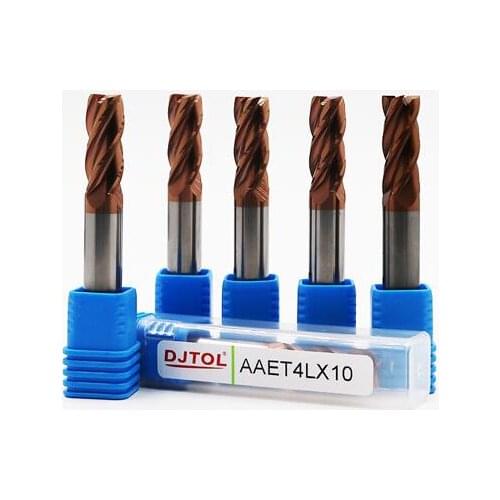 5pcs higher quality 4 flute endmill DJTOL coated endmill drill bits for metal, Micro Solid Carbide Drill Bits