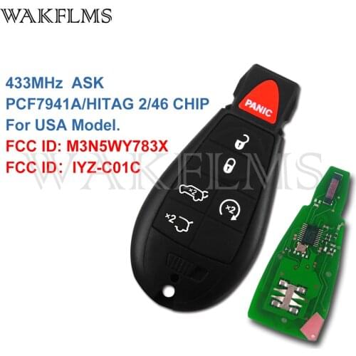 6 5+1 buttons 433MHZ Remote Smart Key fob For Chrysler Jeep Dodge Grand Caravan Durango Charger Journey with ID46/7941A chip