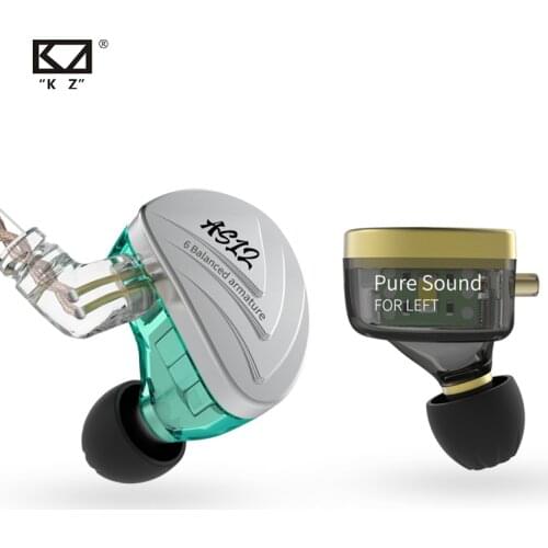 Auriculares internos KZ AS12 6BA, auriculares HIFI deportivos con control del ruido, auriculares con cancelacion de ruido
