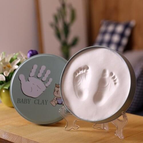 White Soft Environmental Clay Infant Meaningful Handprint Souvenir Gift KIds Casting Toys Round Easy Making Foot Printing Birth