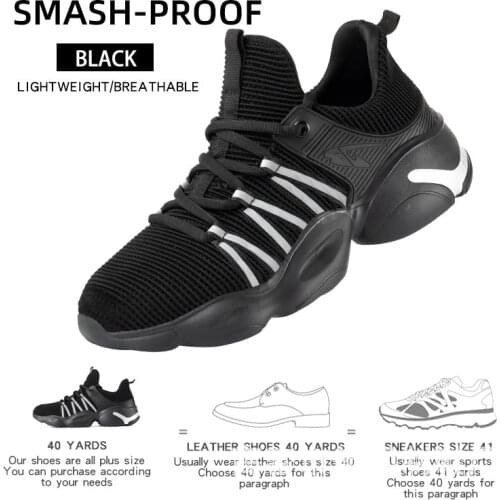 Safety Work Shoelace Steel Toe Cap Puncture-proof Boots Lightweight Breathable Sneakers Non-slip Indestructible Shoes For Men