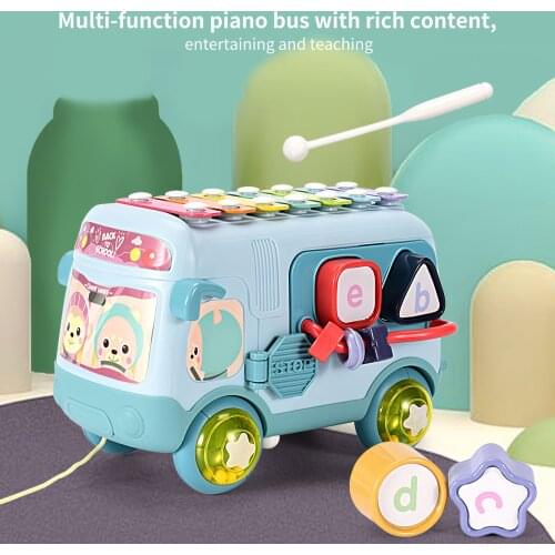 Children Educational Musical Instrument Baby Rattles Mobiles Toys Xylophone Knock Piano Bus Beads Blocks Montessori Toy Gift