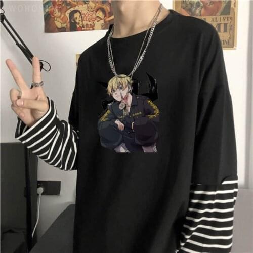 Japanese Anime Tokyo Revengers T Shirt Men Kawaii Harajuku Cartoon Chifuyu Matsuno Graphic Unisex Summer Long Sleeve T-shirts