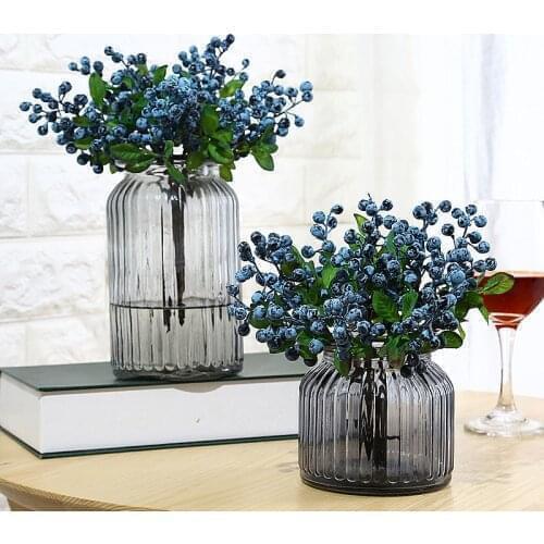 1Pc Simulation Fruit Fake Flower Artificial Blueberry Plant Eco-friendly Plastic Berry Wedding Christmas Party Home Office Decor